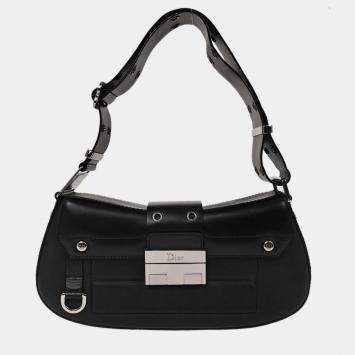 Pre Owned Christian Dior Black Leather Street Chic Columbus Shoulder Bag