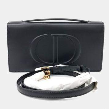 Pre Owned Dior Black Leather Dior CD Signature Pouch Bag