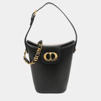 Pre Owned Dior Black Mini Calfskin 30 Montaigne Amber Bucket Bag