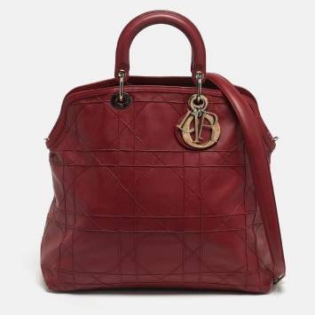 Pre Owned Dior Red Cannage Leather Granville Tote