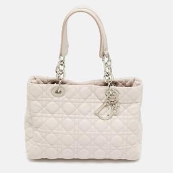 Pre Owned Dior Light Pink Cannage Leather Small Soft Lady Dior Tote