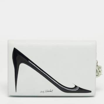 Pre Owned Dior Light Blue Leather Andy Warhol Clutch