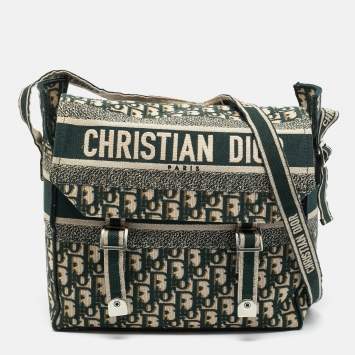 Pre Owned Dior Green Embroidered Canvas Diorcamp Messenger Bag