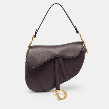 Pre Owned Dior Saddle Burgundy Leather Shoulder Bag