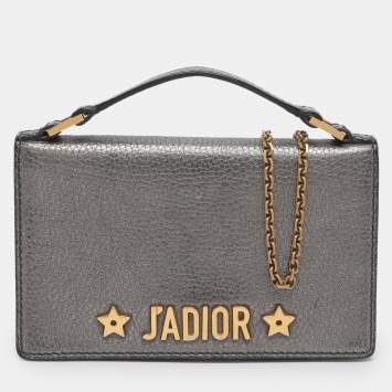 Pre Owned Dior Silver Leather J'adior Chain Clutch 