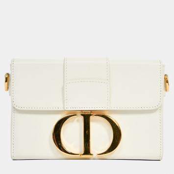 Pre Owned Christian Dior White Leather 'Sac 30 Montaigne Mini' Crossbody