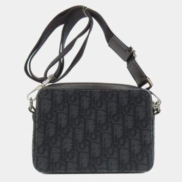 Pre Owned Christian Dior Oblique  Black Canvas Shoulder Bag