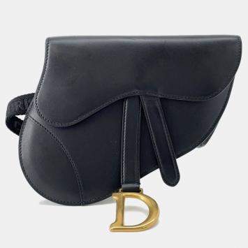 Pre Owned Dior Saddle Waist Bag Black Leather