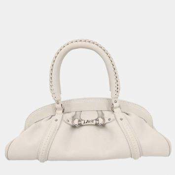 Pre Owned Christian Dior Off-white Leather Handbag