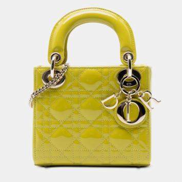 Pre Owned حقيبة ديور ليدي صغيرة أخضر جلد براءات الاختراع كاناج