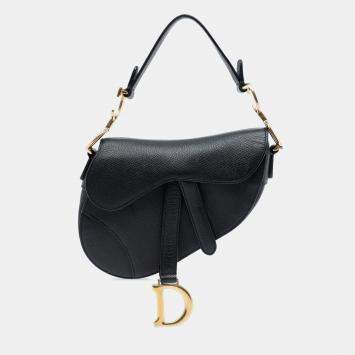 Pre Owned Dior Black Mini Grained Calfskin Saddle Bag