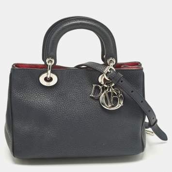 Pre Owned Dior Diorissimo Small Navy Blue Leather Tote