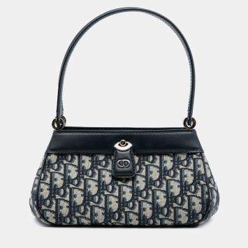 Pre Owned Dior Blue Oblique Canvas Key Shoulder Bag