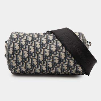 Pre Owned Dior Blue Oblique Canvas Roller Messenger Bag