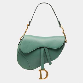 Pre Owned Dior Green Leather Saddle Bag