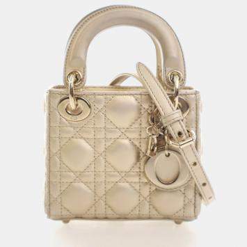 Pre Owned Christian Dior Micro Lambskin Lady Dior