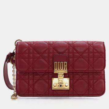 Pre Owned Dior Dior Addict Wristlet Red Lambskin 