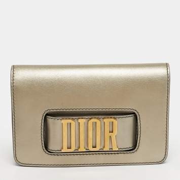 Pre Owned Dior Diorevolution Metallic Leather Flap Clutch