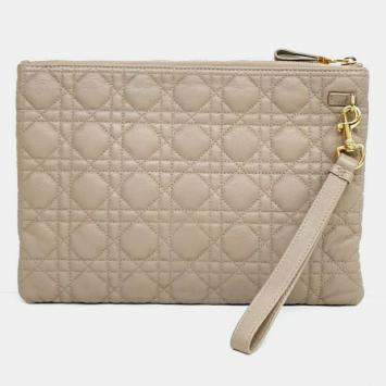 Pre Owned Dior Beige Leather Caro Daily Clutch