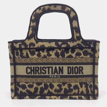 Pre Owned Dior Black Brown Canvas Book Tote Mini