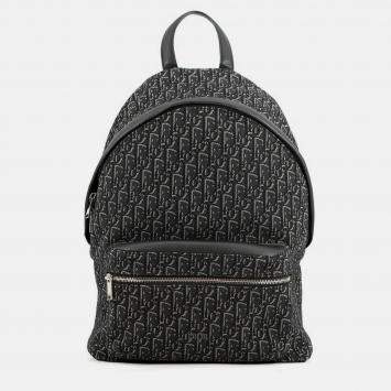 مملوكة مسبقًا Dior Oblique Jacquard Rider Backpack Black Canvas Leather