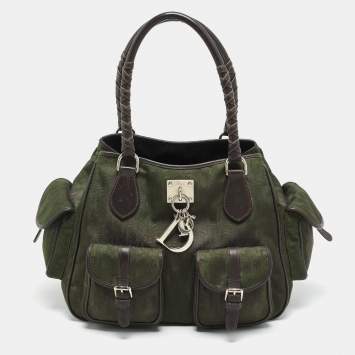 Pre Owned حقيبة كتف ديور جيب متعدد كانفاس ديورسيمو حمراء / بيج