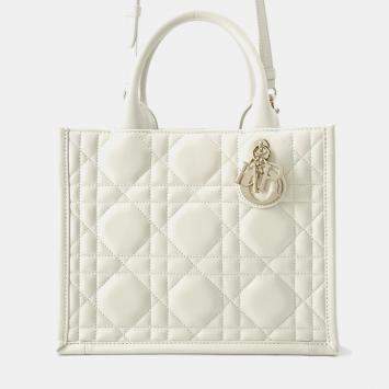 Pre Owned Christian Dior Macrocannage Book Tote Small Handbag White