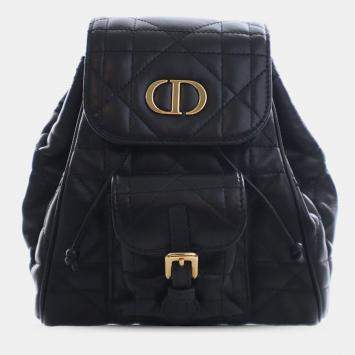 مملوكة مسبقًا Dior Black Small Lambskin Macrocannage Caro Backpack