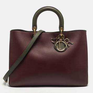 Pre Owned Dior Diorissimo Large Tricolor Leather Tote