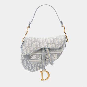 مملوكة مسبقًا Dior Oblique Embroidered Canvas Saddle Bag