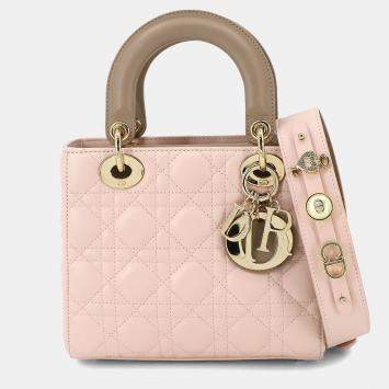 مملوكة مسبقًا Christian Dior Lady Dior Small Pink Beige Leather Shoulder Bag