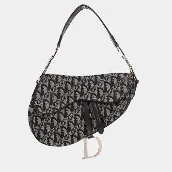 Pre Owned حقيبة يد ديور سادل تروتر سوداء