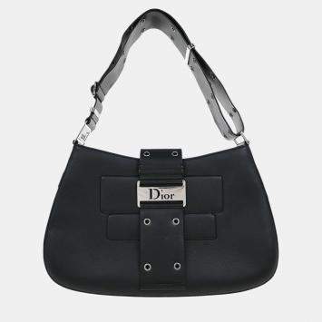 مملوكة مسبقًا Christian Dior Black Leather Street Chic Columbus Shoulder Bag