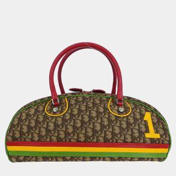 Pre Owned Dior Trotter Multicolor Canvas Shoulder Bag