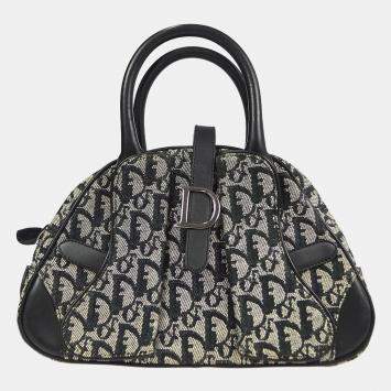 Pre Owned Dior Trotter Black Canvas Shoulder Bag