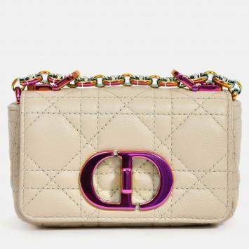 Pre Owned Christian Dior 2022 Beige Cannage Micro Caro Bag