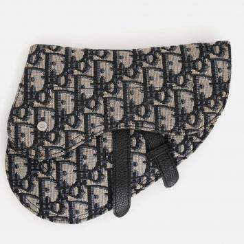 Pre Owned Dior 2020 Beige/Navy Saddle Oblique Belt Bag