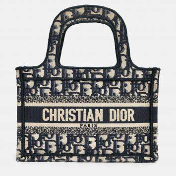 Pre Owned Christian Dior 2020 Navy Oblique Mini Book Tote