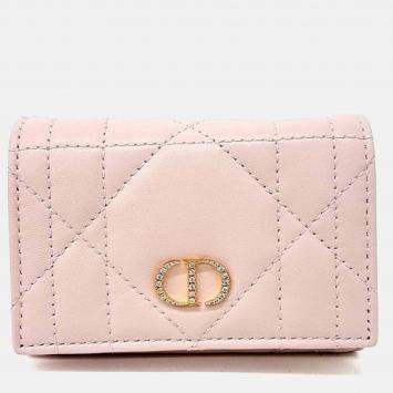 Pre Owned Dior Leather Caro Glycine Card Holder