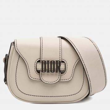 Pre Owned Dior White Mini Leather D Fence Saddle Bag