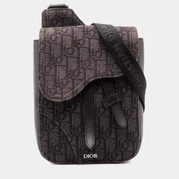 Pre Owned حقيبة كروس ديور بني قماش أوبليك "سادل"