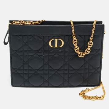 مملوكة مسبقًا Dior Caro Every Dior Black Cannage Leather Pouch