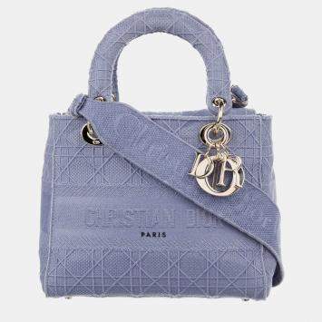 مملوكة مسبقًا Dior Purple Medium Canvas Cannage Lady D Lite