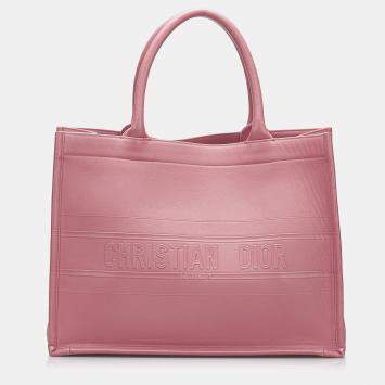 Pre Owned Dior Pink Medium Embossed Book Tote