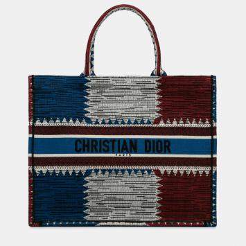 Pre Owned Dior Blue Large French Flag Book Tote