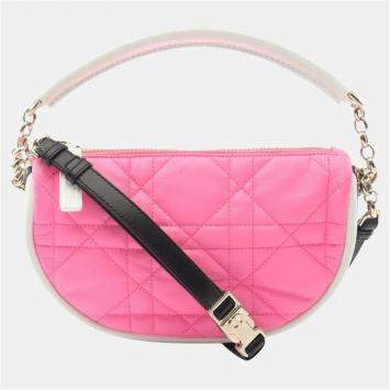 Pre Owned Dior Vibe Pink/White Leather Hobo Bag