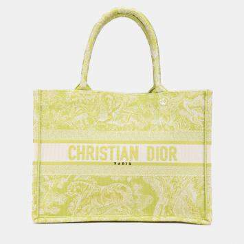 Pre Owned Dior Green Medium Canvas Embroidered Dioriviera Toile De Jouy Book Tote