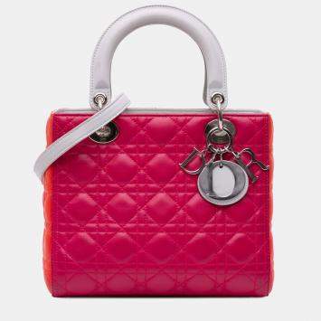 مملوكة مسبقًا حقيبة ديور ليدي زهرية متوسطة بثلاثة ألوان جلد خروف كاناج