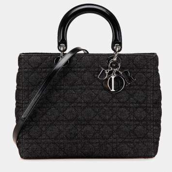 مملوكة مسبقًا حقيبة ديور ليدي ديور كاناج جينز كبيرة سوداء