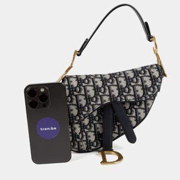 Pre Owned حقيبة كتف ديور أوبليك سادل ميني قماش جاكار أوبليك أزرق